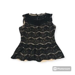 Ark & Co. women's lace peplum‎ blouse Large sleeveless with inside lining